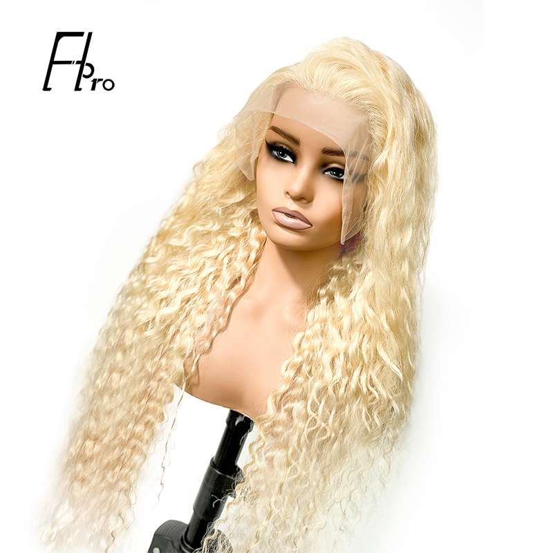 28Inch Blonde Hair Front Lace Wig 613# Deep Wave Human Hair Wigs